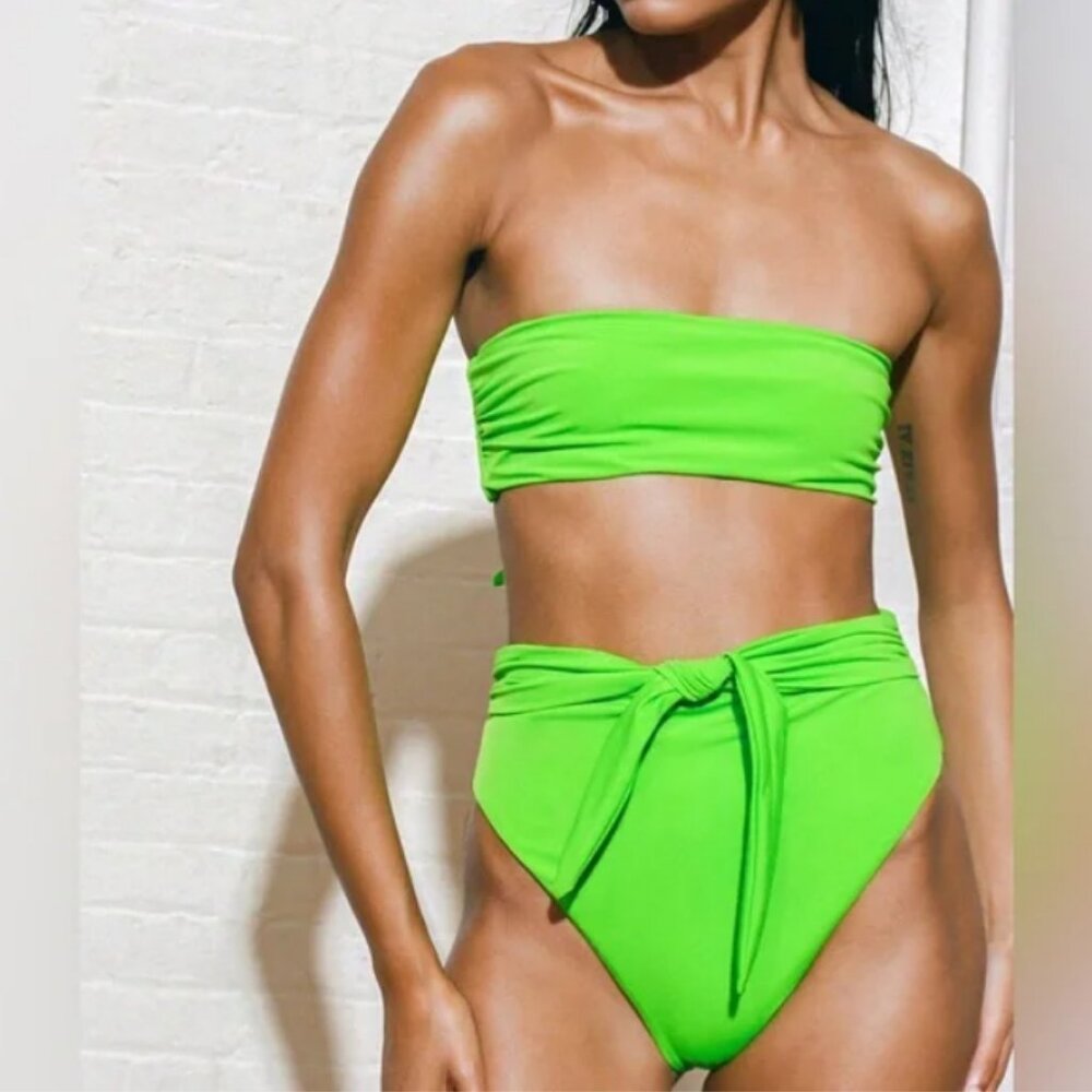 MARA HOFFMAN Abigail neon stretch-bandeau bikini top